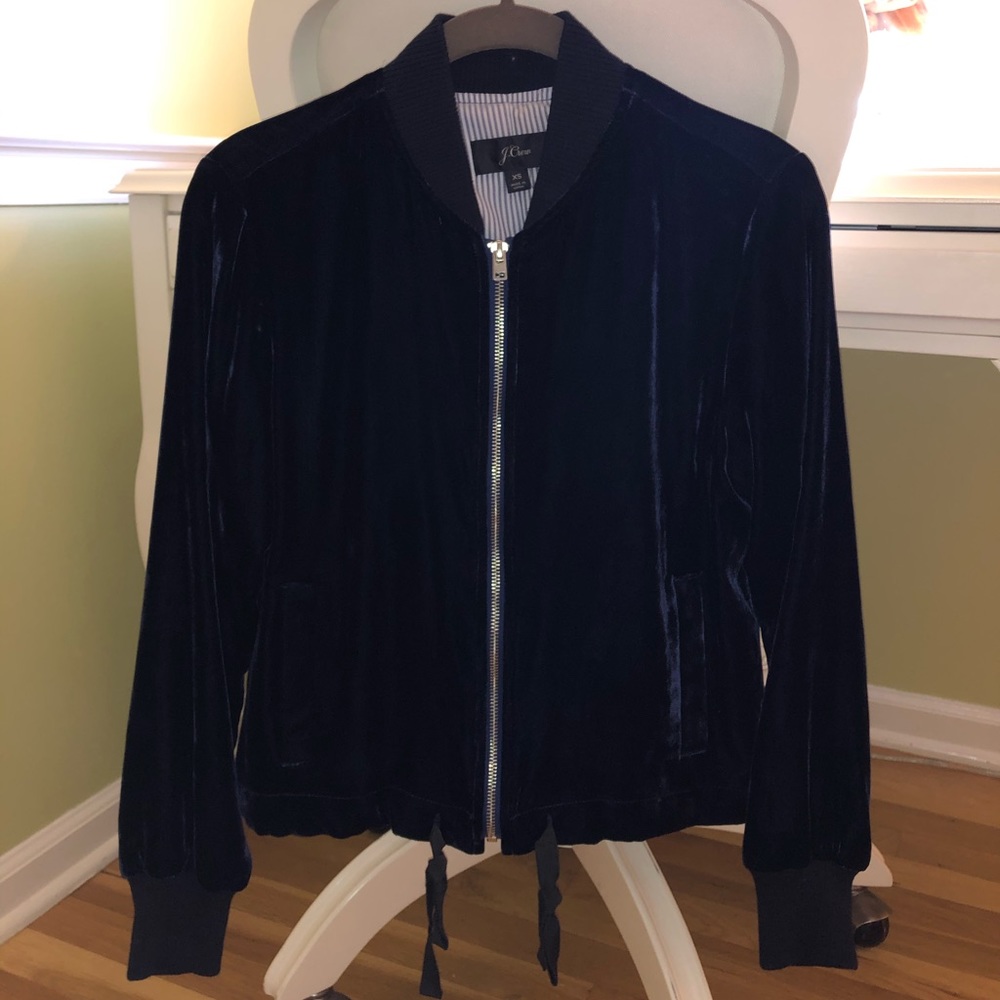 JCrew navy velvet bomber